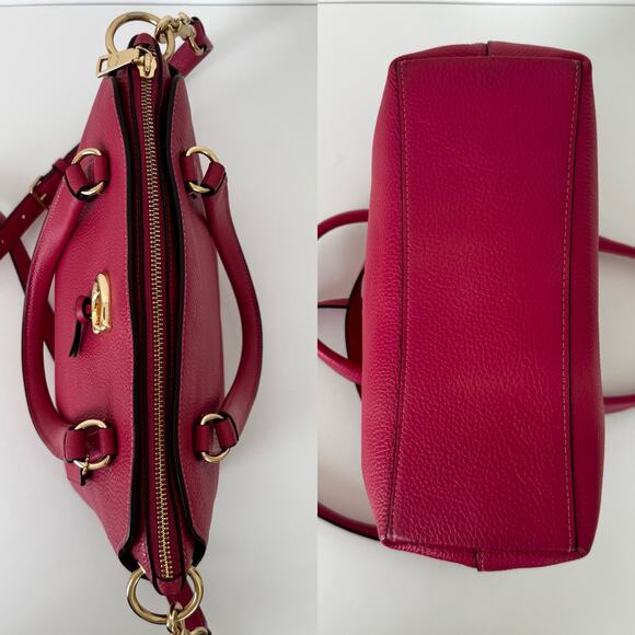 Coach Remi Satchel Pink Pebbled Leather Crossbody Shoulder Handbag 1317 - Picture 6 of 14